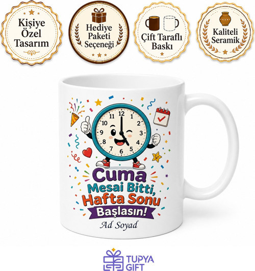 Cuma Mesaisi Bitimi Sevinci Hafta Sonu Başlasın Kahve Kupası Hediye Bardak