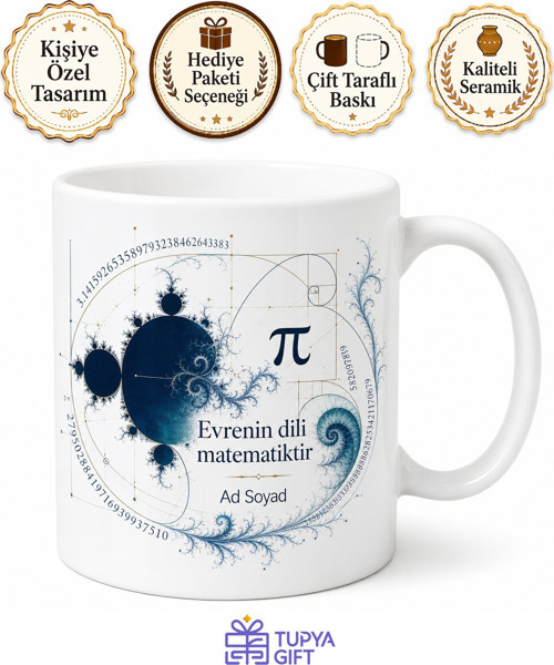 Matematikçi Fraktal Geometri Pi Sayısı Tutkusu Çözülemeyen Teorem Baskılı Kupa Hediye Bardak