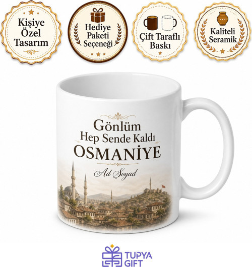 Osmaniye Memleket Özlemi Yazılı Kupa Bardak Hediye Porselen Mug