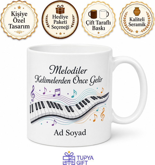 Klavyeci Synthesizer Ses Efektleri Tuşlu Çalgı Melodi Kupa Bardak Hediye