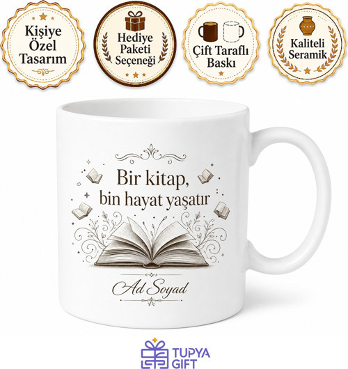 Edebiyat Temalı Kitap Severlere Özel Baskılı Porselen Kupa Bardak Hediye