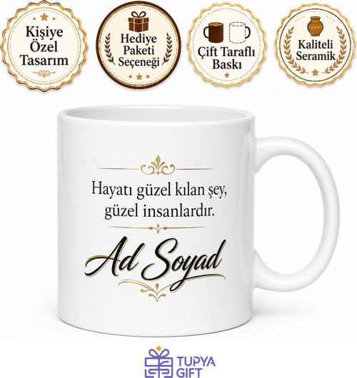 İsim Yazılı Kişiye Özel Kupa Bardak Hediye Baskılı Porselen Mug