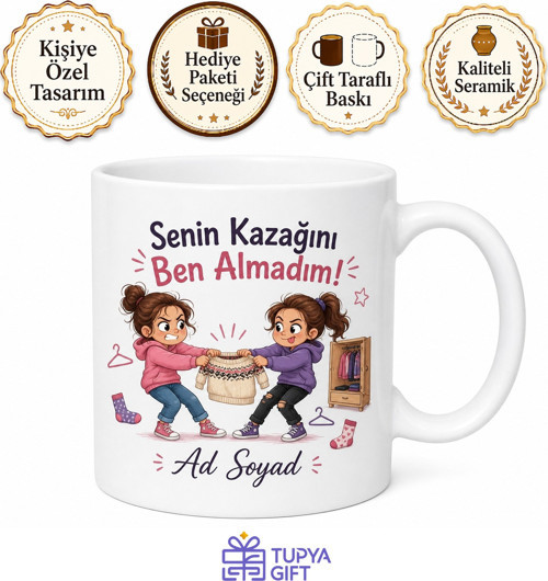 Kız Kardeşe Kıyafet Kavgası Esprili Kupa Bardak Ablaya Hediye Baskılı Kupa