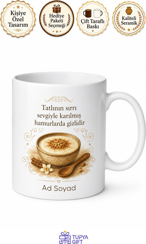 Muhallebici Temalı Baskılı Kupa Bardak Muhallebiciye Özel Hediye
