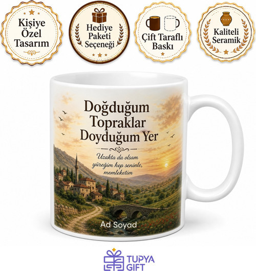 Doğduğum Topraklar Doyduğum Yer Memleket Hasreti Gurbetçi Kupası Hediye Bardak