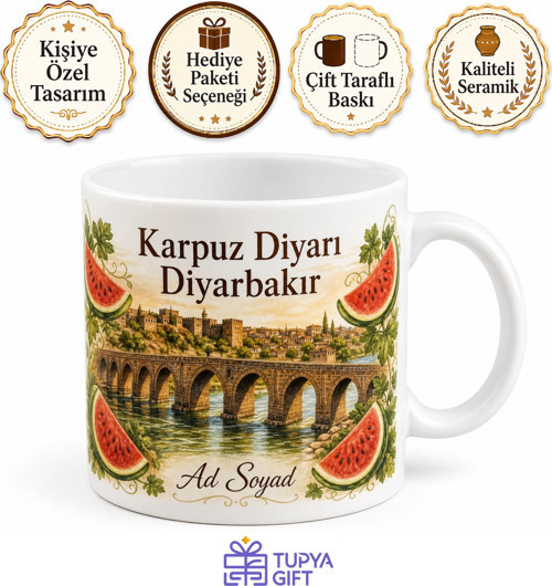 Karpuz Diyarı Diyarbakır On Gözlü Köprü Manzaralı Şık Kupa Bardak Hediye