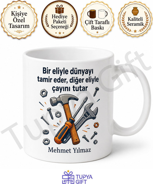 Evdeki Tamirci Babam Yazılı Eğlenceli Kupa Bardak Babalar Günü Hediye