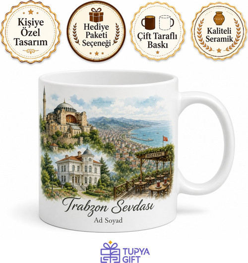 Trabzon Ayasofya Cami Atatürk Köşkü Boztepe Çay Bahçesi Kupa Bardak Hediye