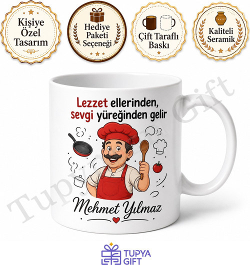 Yemek Yapan Baba Temalı Eğlenceli Kupa Bardak Babalar Günü Hediye