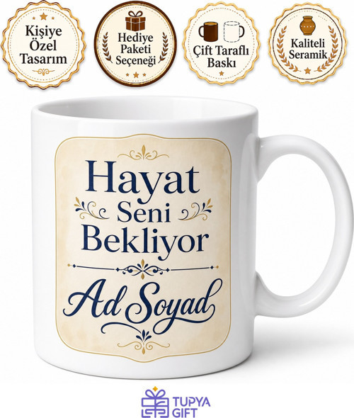 İsme Özel Yazılı Kupa Bardak Kişiye Özel Baskılı Hediye Porselen Mug