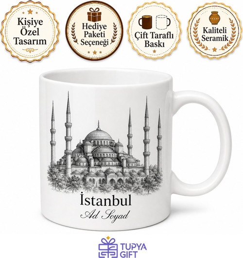 Sultanahmet Camii Çizimli Altı Minareli Görkemli Mimari Kupa Bardak Hediye
