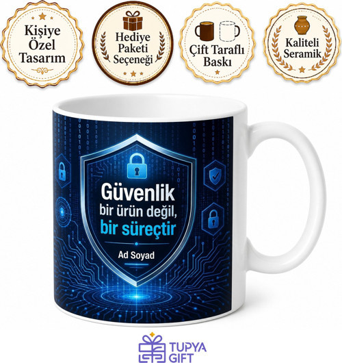 Siber Güvenlik Temalı Kişiye Özel Baskılı Kupa Bardak Yazılımcı Hediye