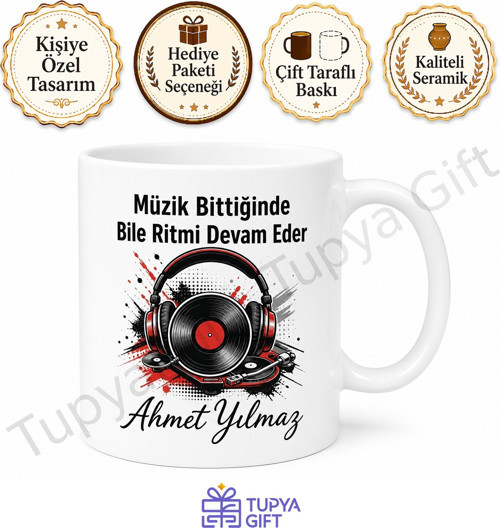 DJ Baba Yazılı Eğlenceli Müzik Kupa Bardak Babalar Günü Hediyesi