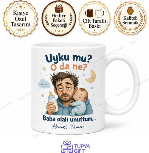 Uyumayan Baba Yazılı Komik Kupa Bardak Babalar Günü Hediyesi Özel Tasarım