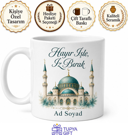 Cami Yaptıran Hayırsever Sadaka-i Cariye Kubbe Minare Kupa Bardak Hediye