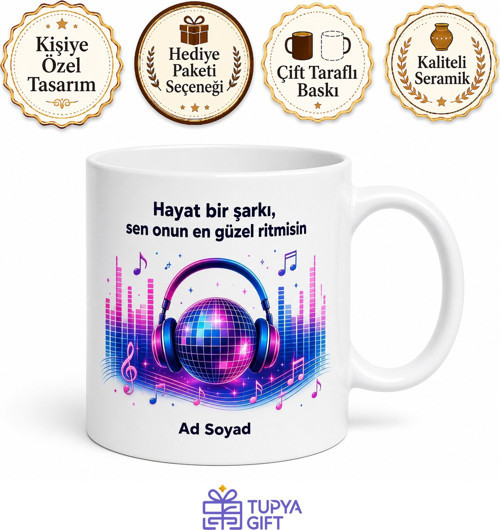 Pop Dinleyenlere Hit Şarkılar Dans Pisti Eğlenceli Ritim Kupa Bardak Hediye