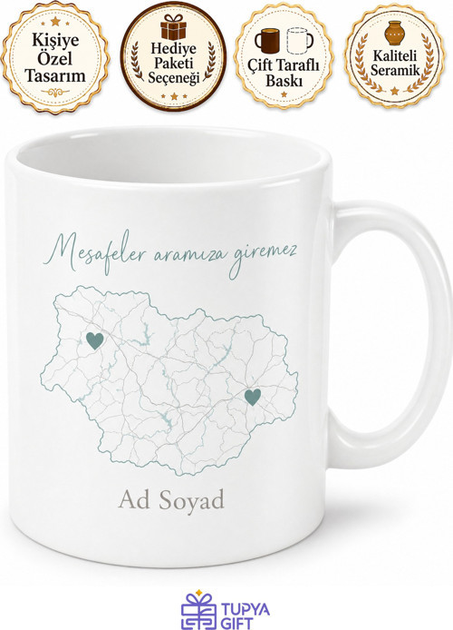 Memleket Haritalı Arkadaş Hediyesi Baskılı Kupa Bardak Özel Tasarım