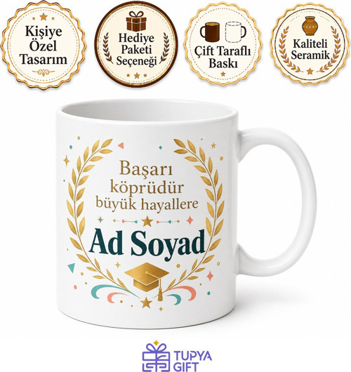 Tebrik Hediyesi Kişiye Özel Baskılı Kupa Bardak Anlamlı Hediye