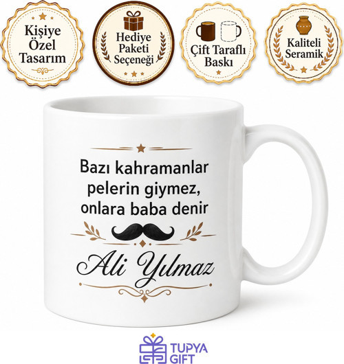 Emsalsiz Baba Yazılı Kupa Bardak Babalar Günü Özel Tasarım Hediye