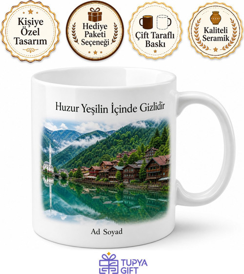 Uzungöl Karadeniz Yeşili Ahşap Evler Kupa Bardak Doğa Yürüyüşü Hediye