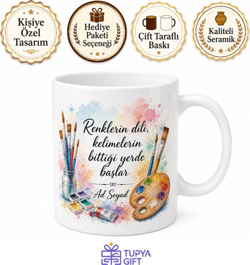 Kişiye Özel Resim Atölyesi Baskılı Kupa Bardak Ressam Hediye