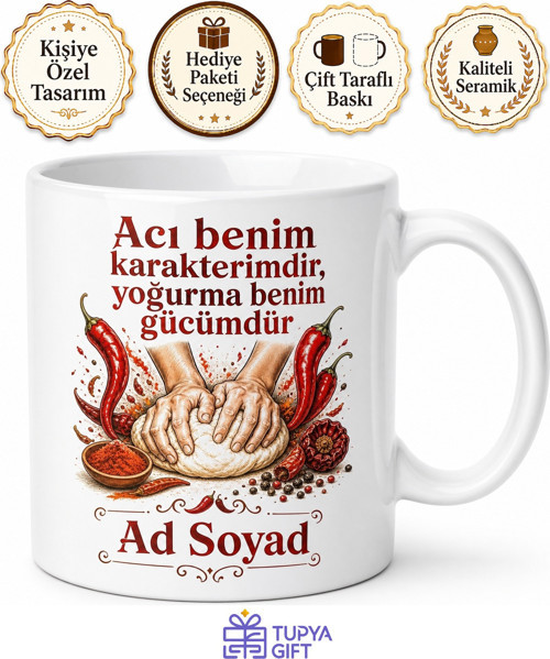 Çiğköfteci Yoğurma Tavan Testi Acı Lezzet Kupa Bardak Hediye