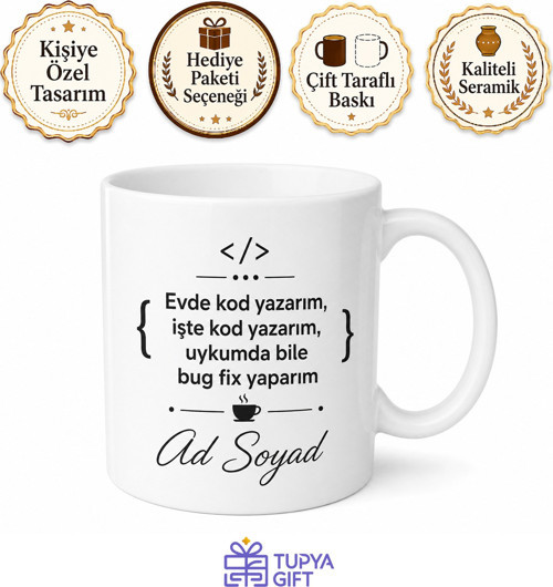 Bilgisayar Mühendisine Hediye Kodlama Temalı Esprili Kupa Bardak
