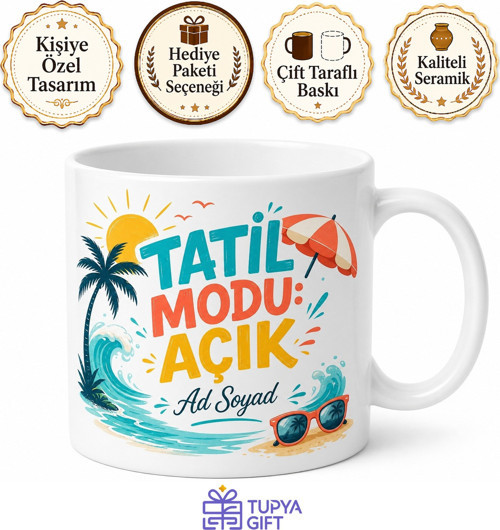 Tatil Modu Açık Yazılı Baskılı Kupa Bardak Hediye Tatilci Porselen Mug