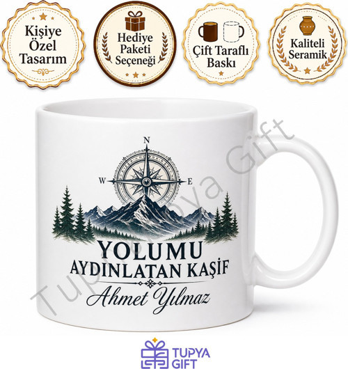 Kaşif Baba Yazılı Keşif Temalı Kupa Bardak Babalar Günü Hediyesi