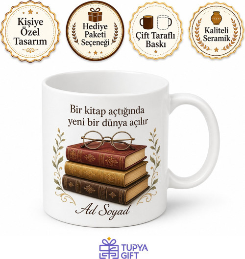 Ciltli Kitap Koleksiyoncusu Yazılı Kupa Bardak Kitap Severlere Özel Hediye