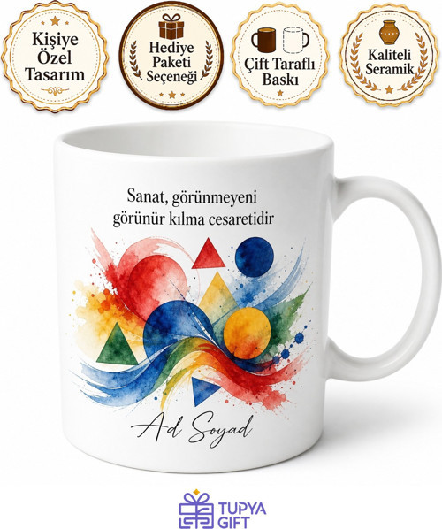 Dünya Sanat Günü Renklerle Duyguları Anlatanlara Özel Tasarım Porselen Kupa Hediye Bardak