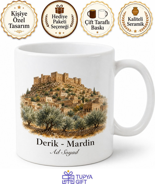 Derik Tarihi Dokusu Doğası Mardin Hatırası Kupa Bardak Hediye
