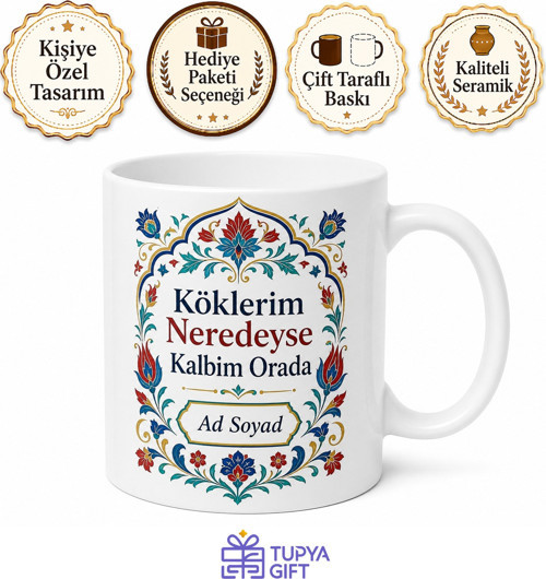Memleket Temalı Renkli Desenli Baskılı Kupa Bardak Özel Tasarım Hediye
