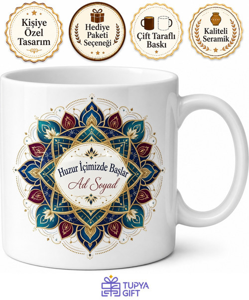 Mandala Desenli İsme Özel Baskılı Kupa Bardak Kişiye Özel Hediye