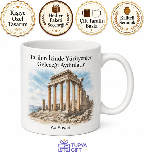 Bergama Akropol Sütunları Tarihi İzmir Hatırası Porselen Kupa Bardak Hediye