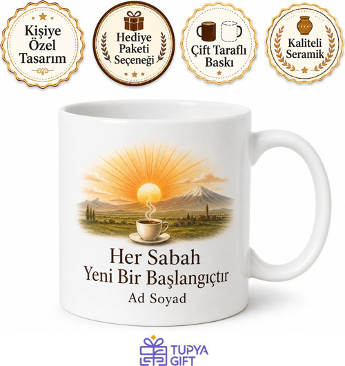 Iğdır Sabah Kahvesi Tasarımlı Kupa Bardak | Özel Tasarım Hediye
