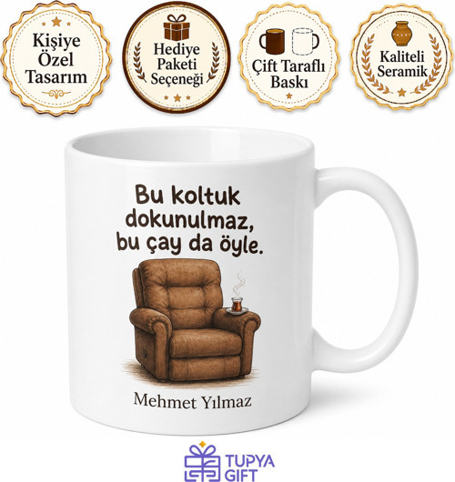 Baba Koltuğu Temalı Eğlenceli Kupa Bardak Babalar Günü Hediyesi