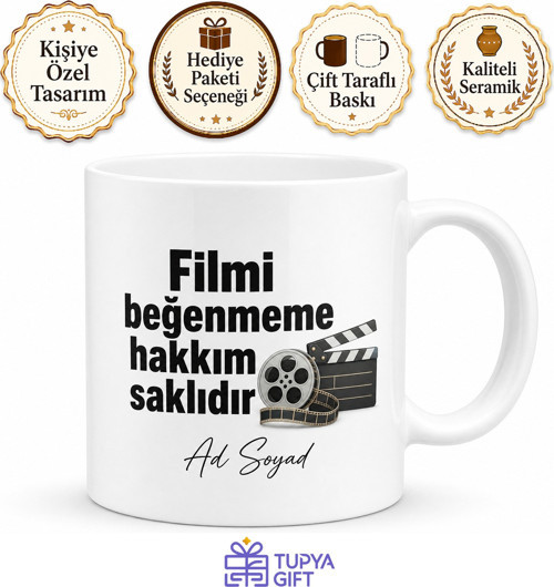 Film Eleştirmeni Yazılı Komik Kupa Bardak Hediye Özel Tasarım Porselen Mug
