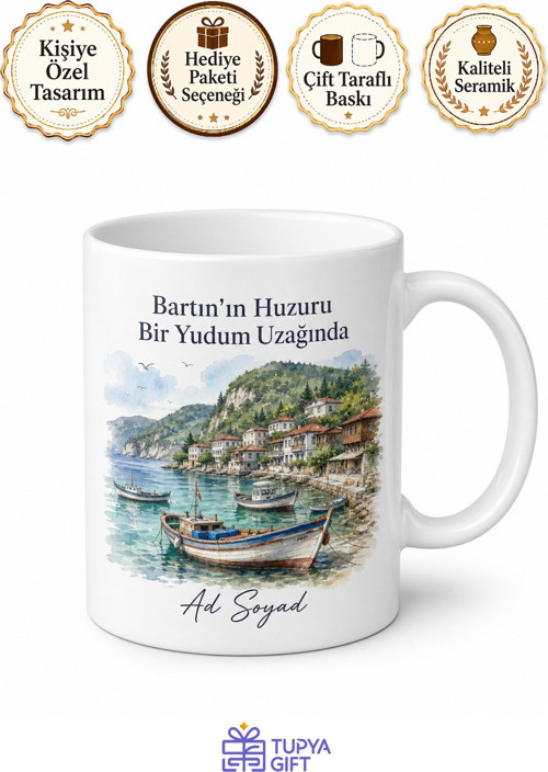 Bartın Sahil Kasabası Tasarımlı Kupa Bardak Özel Baskılı Hediye
