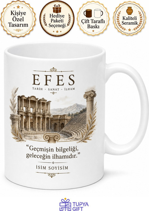 Efes Tiyatrosu İzmir Hatırası Beyaz Porselen Hediye Çay Kupası