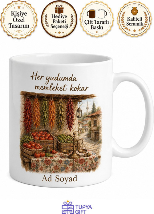 Memleket Pazarından Hatıra Baskılı Kupa Bardak Nostaljik Hediye