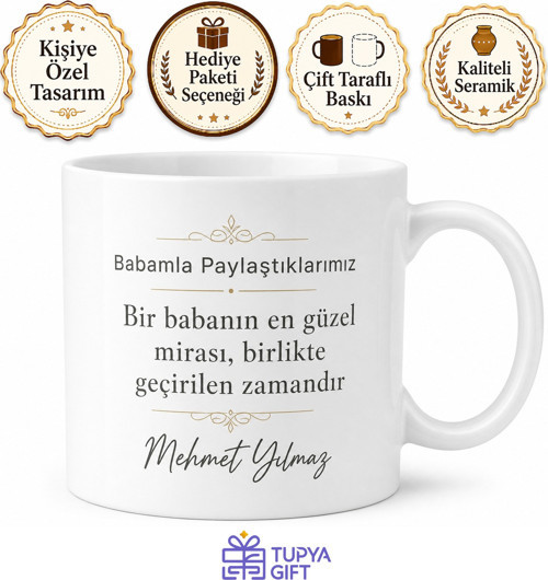 Babamla Paylaştıklarımız Yazılı Kupa Bardak Babalar Günü Hediyesi
