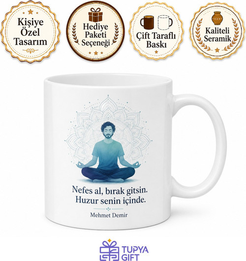 Baba Meditasyon Yapıyor Yazılı Kupa Bardak Babalar Günü Hediye