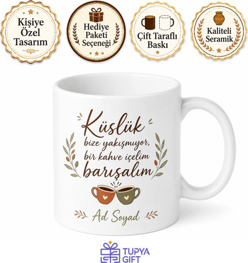 Küsen Arkadaşa Barış Çubuğu Gönül Alma İkramı Hediye Kupa Bardak
