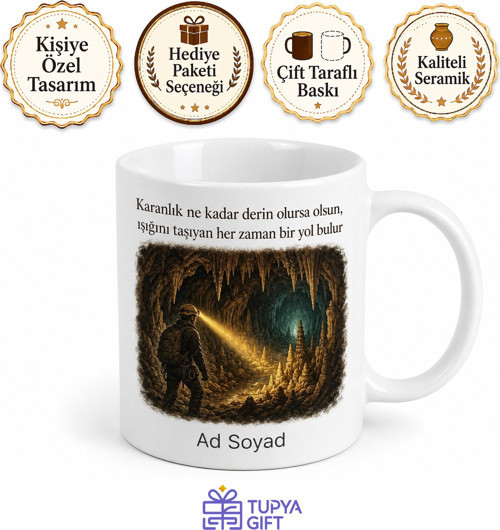 Yeraltı Kaşifi Mağara Araştırması Sarkıt Dikit Kafa Lambası Kupa Bardak Hediye