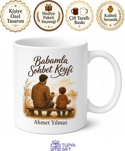 Babamla Sohbet Keyfi Yazılı Kupa Bardak Babalar Günü Hediyesi