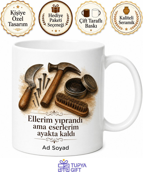 Ayakkabı Tamircisi Kösele Kesim Çivi Çakma Boya Cila Emektar Kupa Bardak Hediye