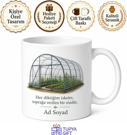 Sera Konstrüksiyon Ustasına Özel Çelik İskelet Naylon Örtü Sera Temalı Kupa Bardak Hediye
