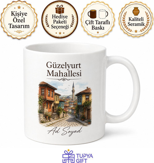 Mahalle İsmi Yazılı Memleket Baskılı Kupa Bardak Özel Tasarım Hediye
