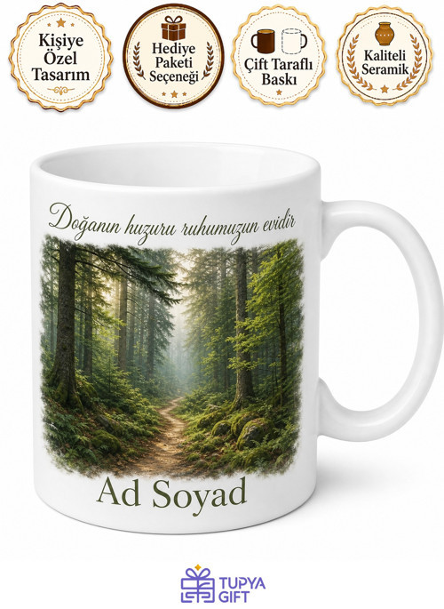 Bolu Orman Yolu Temalı Kişiye Özel Kupa Bardak Doğa Hediye Mug